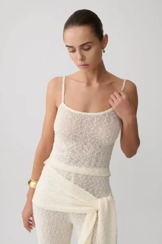 Top in maglia bouclé Mattais – Avorio