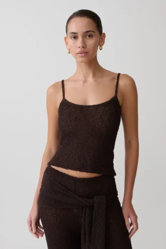 Top in maglia bouclé Mattais – Cioccolato fondente