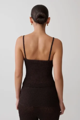 Top in maglia bouclé Mattais – Cioccolato fondente