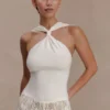 Top in maglia con davanti intrecciato Angelika – Avorio Top in maglia con davanti intrecciato Angelika – Avorio