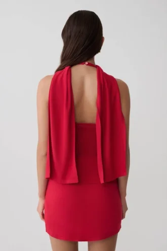 Top in maglia con scollo all’americana e schiena scoperta Misty – Rosso