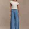 Top in maglia con spalle scoperte Carley – Avorio