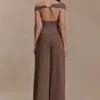 Top in maglia con spalle scoperte Carley – Marrone cacao