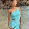 Top in maglia drappeggiata Corah – Blu ciano Top in maglia drappeggiata Corah – Blu ciano