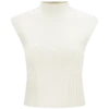 Top in maglia fasciata con collo alto Romaine – Avorio