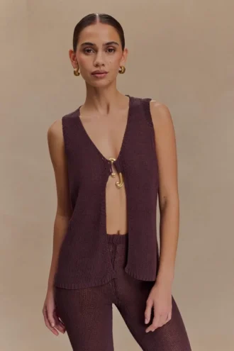 Top in maglia Malani con dettagli metallici – Cioccolato Top in maglia Malani con dettagli metallici – Cioccolato