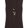 Top in maglia Malani con dettagli metallici – Cioccolato