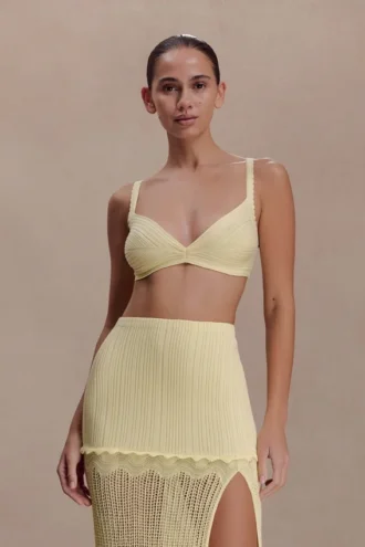 Top in maglia pointelle Coleene – Giallo limone