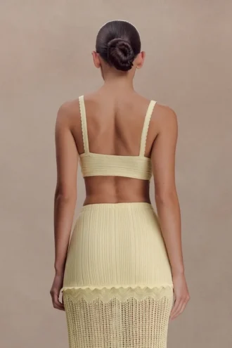 Top in maglia pointelle Coleene – Giallo limone