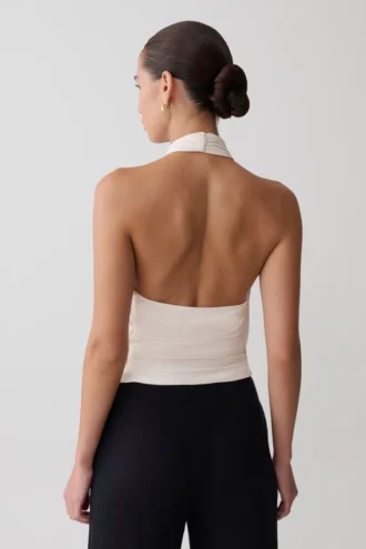 Top in modal con scollo a cappuccio Huyen – Avorio