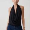 Top in modal con scollo a cappuccio Huyen – Nero