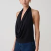 Top in modal con scollo a cappuccio Huyen – Nero