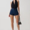 Top in modal con scollo a cappuccio Huyen – Nero