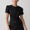 Top in raso a maniche corte Anne – Nero Top in raso a maniche corte Anne – Nero