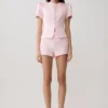 Top in raso a maniche corte Anne – Rosa pallido Top in raso a maniche corte Anne – Rosa pallido