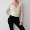 Top in rete a maniche lunghe Lumi – Colore osso