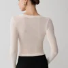 Top in rete a maniche lunghe Lumi – Colore osso