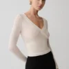 Top in rete a maniche lunghe Lumi – Colore osso