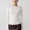 Top lungo a maniche lunghe in maglia Ricky – Avorio Top lungo a maniche lunghe in maglia Ricky – Avorio