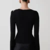 Top lungo a maniche lunghe in maglia Ricky – Nero