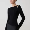 Top lungo a maniche lunghe in maglia Ricky – Nero