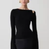 Top lungo a maniche lunghe in maglia Ricky – Nero