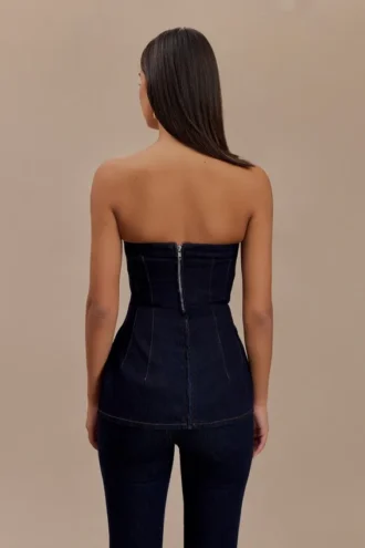 Top lungo in Denim senza spalline Madelyn – Blu indaco Top lungo in Denim senza spalline Madelyn – Blu indaco