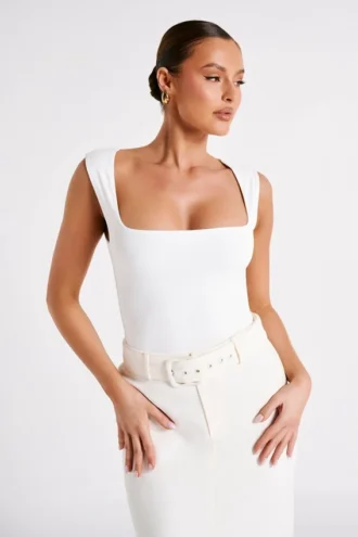 Top lungo in nylon riciclato Linley – Bianco