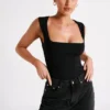Top lungo Linley in nylon riciclato – Nero
