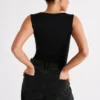 Top lungo Linley in nylon riciclato – Nero