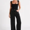 Top lungo Linley in nylon riciclato – Nero