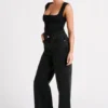 Top lungo Linley in nylon riciclato – Nero