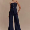 Top lungo senza spalline con bottoni Lennox – Blu indaco Top lungo senza spalline con bottoni Lennox – Blu indaco