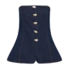 Top lungo senza spalline con bottoni Lennox – Blu indaco Top lungo senza spalline con bottoni Lennox – Blu indaco
