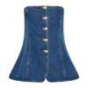 Top lungo senza spalline con bottoni Lennox – Blu scuro