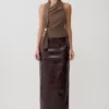 Top Marina con scollo all’americana e dettagli metallici – Marrone cacao Top Marina con scollo all’americana e dettagli metallici – Marrone cacao