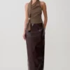 Top Marina con scollo all’americana e dettagli metallici – Marrone cacao Top Marina con scollo all’americana e dettagli metallici – Marrone cacao