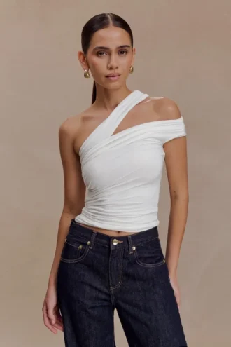 Top monospalla in modal Anna – Bianco