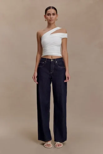 Top monospalla in modal Anna – Bianco