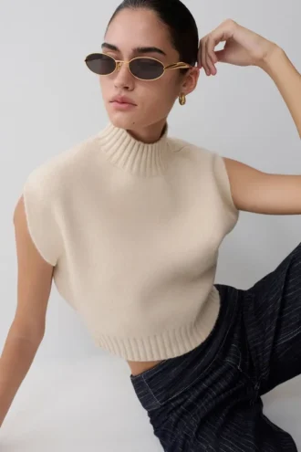 Top oversize in maglia Niko – Avorio
