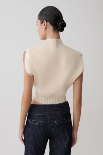 Top oversize in maglia Niko – Avorio