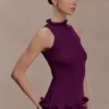Top senza maniche a coste Diya con orlo con filo metallico – Prugna Top senza maniche a coste Diya con orlo con filo metallico – Prugna