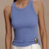 Top senza maniche a coste Lola con dettagli metallici – Blu fiordaliso Top senza maniche a coste Lola con dettagli metallici – Blu fiordaliso