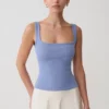 Top senza maniche Aisling a scollo quadrato a costine – Blu fiordaliso Top senza maniche Aisling a scollo quadrato a costine – Blu fiordaliso