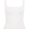Top senza maniche Aisling con scollo quadrato a costine – Avorio Top senza maniche Aisling con scollo quadrato a costine – Avorio