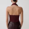 Top senza maniche con collo Calla e scollo all’americana – Merlot