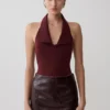 Top senza maniche con collo Calla e scollo all’americana – Merlot