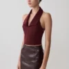 Top senza maniche con collo Calla e scollo all’americana – Merlot