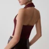 Top senza maniche con collo Calla e scollo all’americana – Merlot