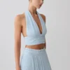 Top senza maniche con scollo all’americana plissettato Amaris – Azzurro Top senza maniche con scollo all’americana plissettato Amaris – Azzurro